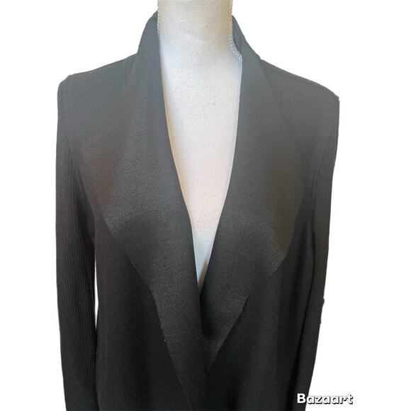 Iman Black Open Front Long Sleeve Tunic Jacket/Sweater Sleeve Size Large - Picture 4 of 5